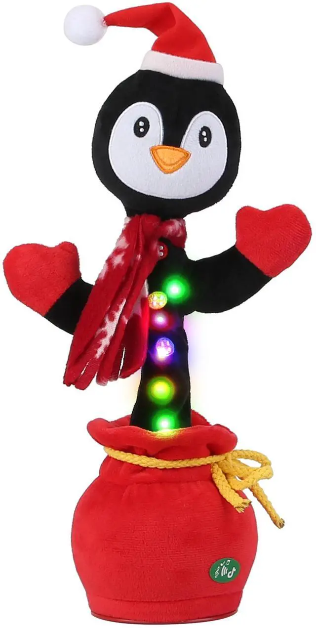 Main image of Fresh Fab Finds Electric Dancing Christmas Penguin Plush Toy with Lights, Music & Recording - Penguin - One Size