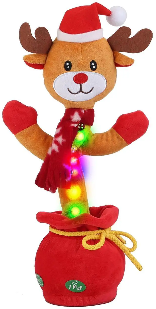 Main image of Fresh Fab Finds Electric Dancing Christmas Elk Plush Toy with Lights, Music & Recording - Elk - One Size