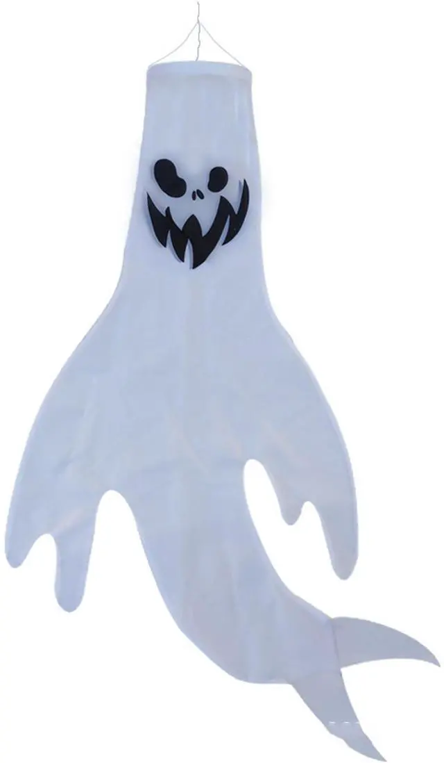 Main image of Fresh Fab Finds 4Pcs Halloween Ghosts with Witch Hats LED Windsocks Party Decor - Light Gray -