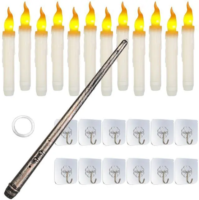 Main image of Fresh Fab Finds 12 Flameless Floating Candles LED Magic Hanging Battery w/ Remote - Yellow -