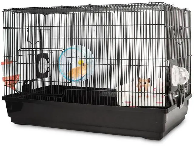 Main image of Fresh Fab Finds 2-Tier Hamster Cage Small Animal Habitat Playpen House for Mice & Rats - Black - One size