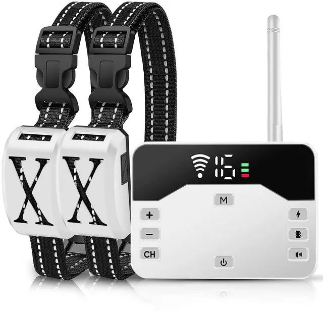 Main image of Fresh Fab Finds 2-in-1 Dog Fence w/ 2 Collars, Waterproof, Rechargeable - White - 2 collar