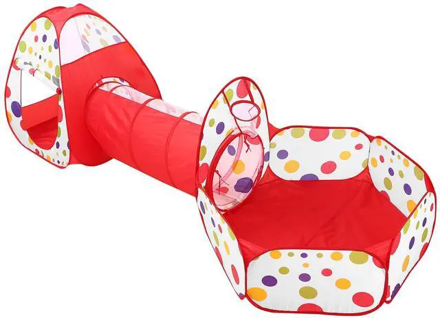 Main image of Fresh Fab Finds 3-in-1 Kids Crawl Tunnel Tent Ball Pit Playhouse w/ Bag - Pink - One size