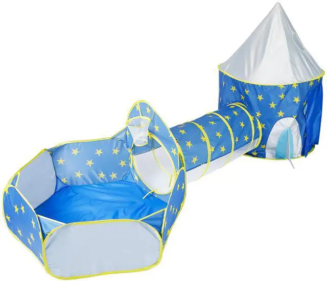 Main image of Fresh Fab Finds 3-in-1 Kids Crawl Tunnel Tent Ball Pit Playhouse w/ Bag - Blue - One size