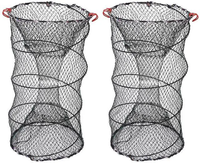 Main image of Fresh Fab Finds 2Pcs 22x11.8in Crab Trap Bait Nets Shrimp Lobster Cage - Black - One size
