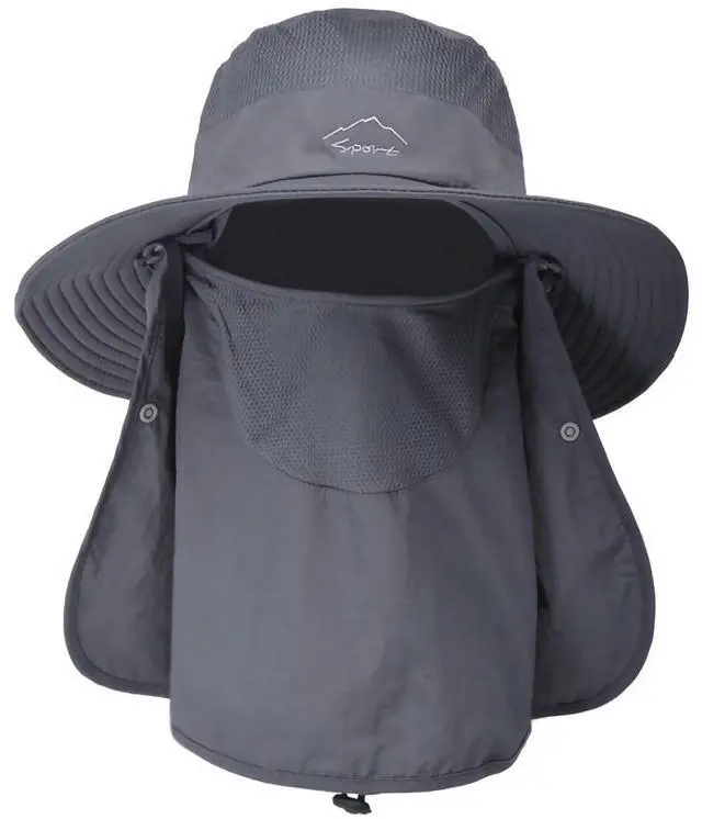 Main image of Fresh Fab Finds Fishing Bucket Hat w/ Removable Neck & Face Cover - Gray - One size