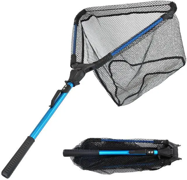Main image of Fresh Fab Finds Foldable Fishing Net w/ Aluminum Rod & EVA Handle Landing Net - Blue - One size