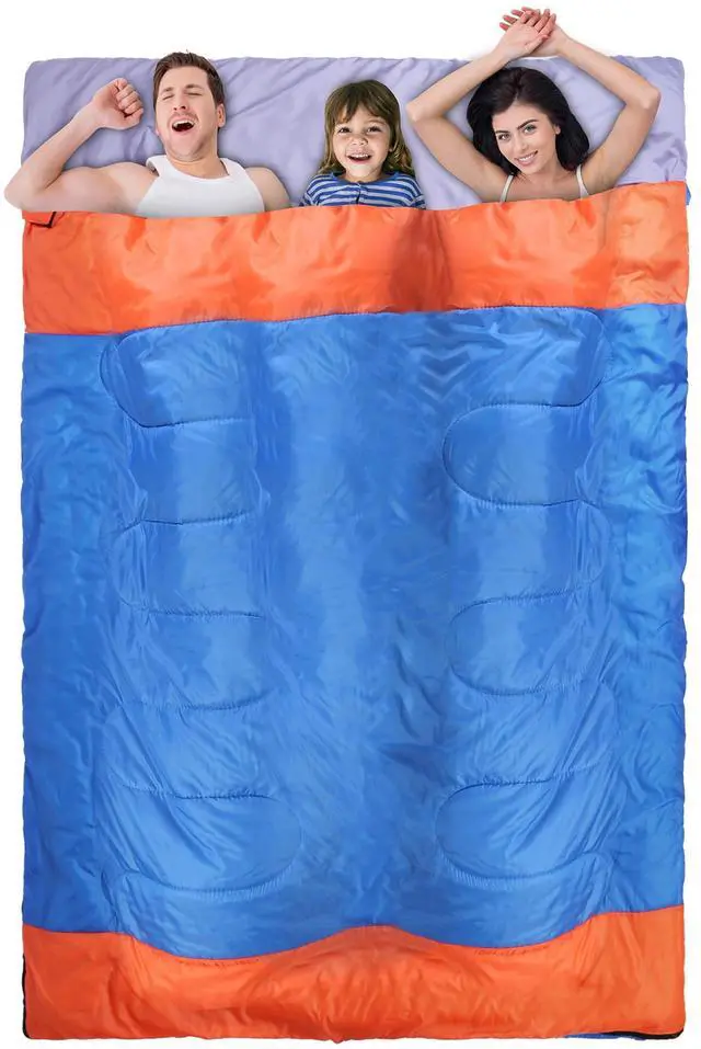Main image of Fresh Fab Finds 2-Person Lightweight Water-Resistant Sleeping Bag w/ Sack - Blue - One size