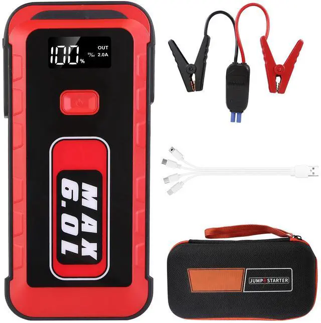Main image of Fresh Fab Finds Car Jump Starter 2500A 25800mAh Battery Pack w/ Flashlight for 6.0L Gas 3.0L Diesel - Black - One size