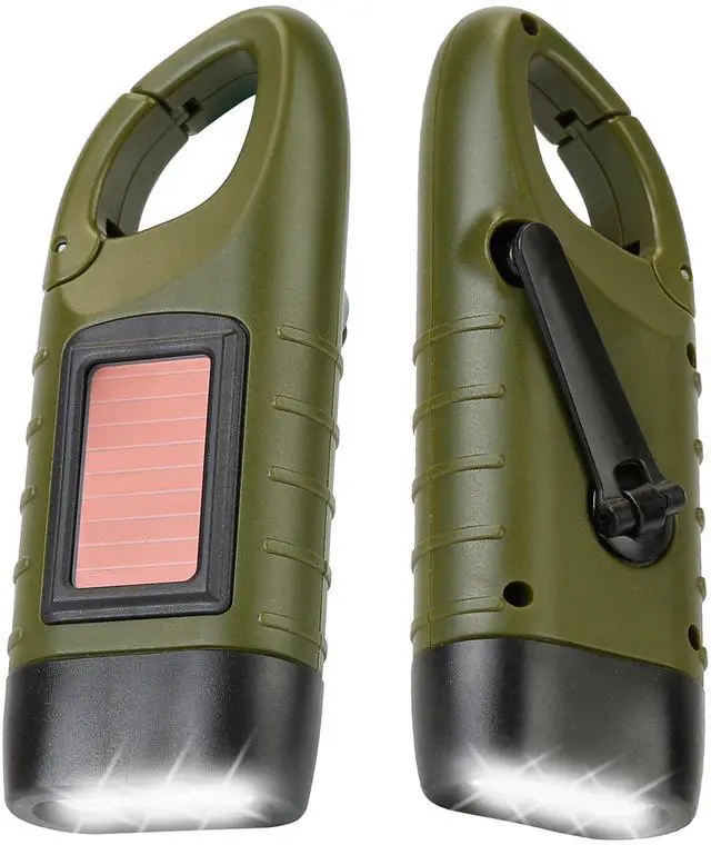 Main image of Fresh Fab Finds 2Packs Solar Hand Crank Flashlight 3 LED Emergency Torch for Camping - Green - One size