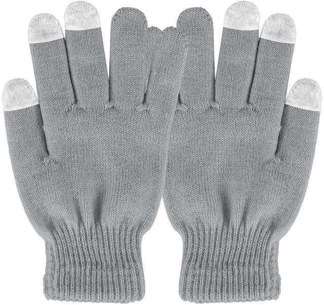 Main image of Fresh Fab Finds Unisex Winter Knit Gloves Touchscreen Windproof Warm for Cycling & Skiing - Gray - One size