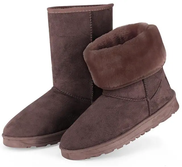 Main image of Fresh Fab Finds Womens Waterproof Faux Suede Snow Boots Mid-Calf Fur Lining - Chocolate - 5