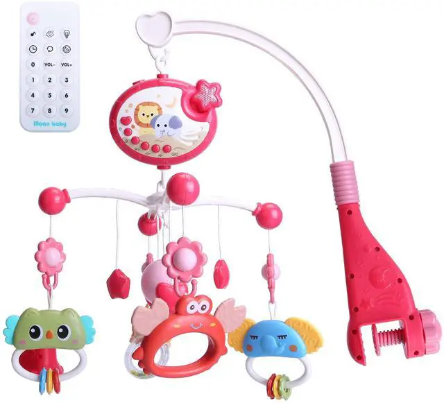 Main image of Fresh Fab Finds Musical Crib Mobile w/ Star Projection, Remote, Music Box & Rattle Toy - Red - One size
