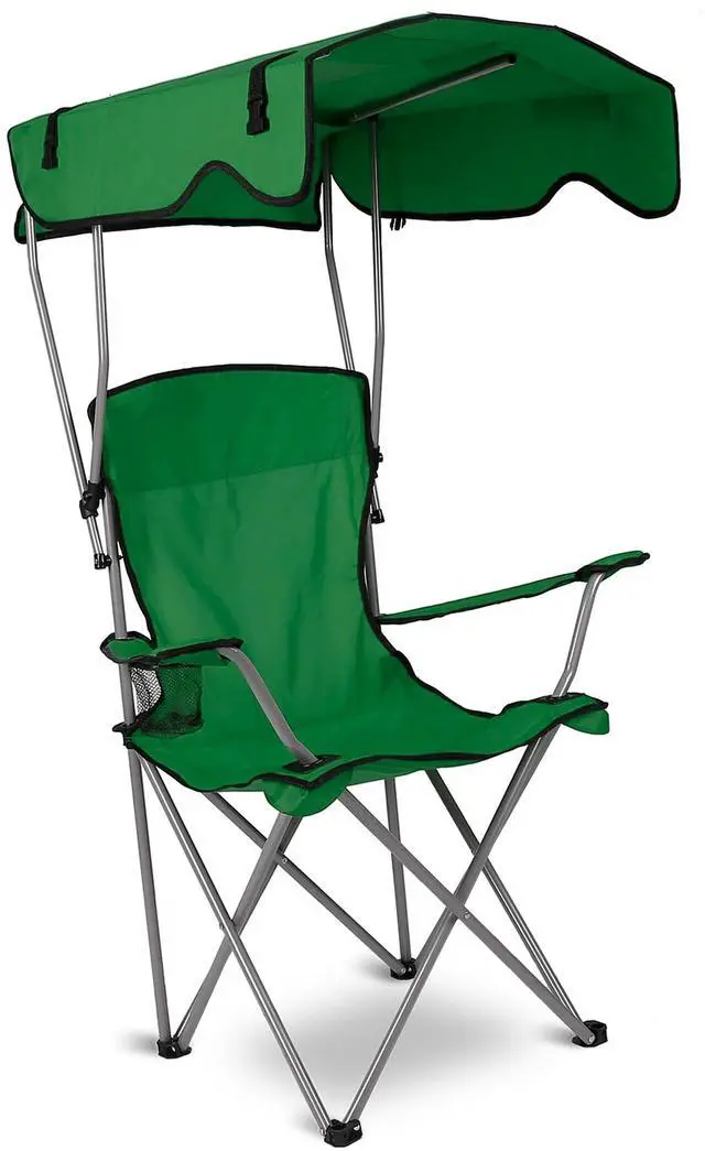 Main image of Fresh Fab Finds Foldable Beach Canopy Chair w/ Cup Holder, Sun Shade, 330LBS Load - Green - One size