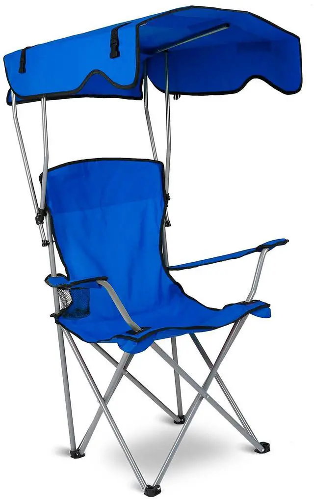 Main image of Fresh Fab Finds Foldable Beach Canopy Chair w/ Cup Holder, Sun Shade, 330LBS Load - Blue - One size