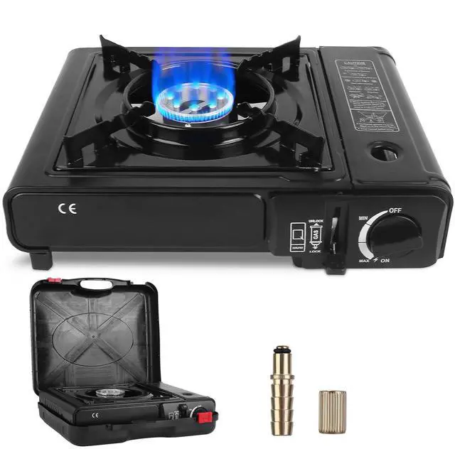 Main image of Fresh Fab Finds 3300W Portable Butane Camping Stove Dual Fuel w/ Ignition & Safety Shut-Off - Black - One size