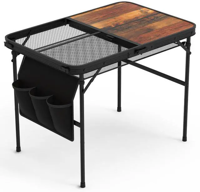 Main image of Fresh Fab Finds Foldable Aluminum Camping Table 35x23in Adjustable Height for BBQ & Picnic - Black - One size