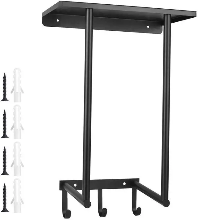 Main image of Fresh Fab Finds Wall Mounted Towel Rack for Rolled Towels Organizer Shelf for Bath & Hand Towels - Black - One size