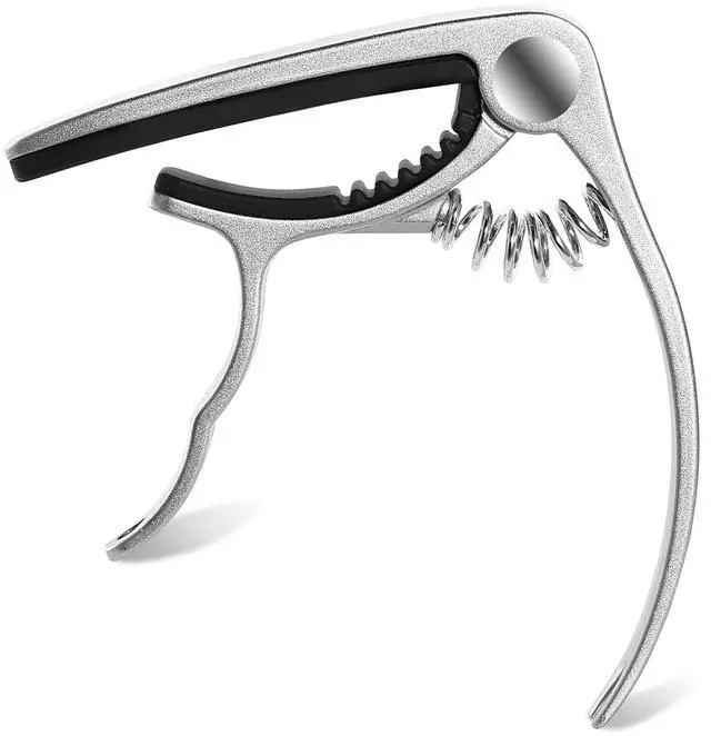 Main image of Fresh Fab Finds 3-in-1 Universal Guitar Capo Zinc Alloy for Acoustic, Electric, Ukulele - Silver - One size