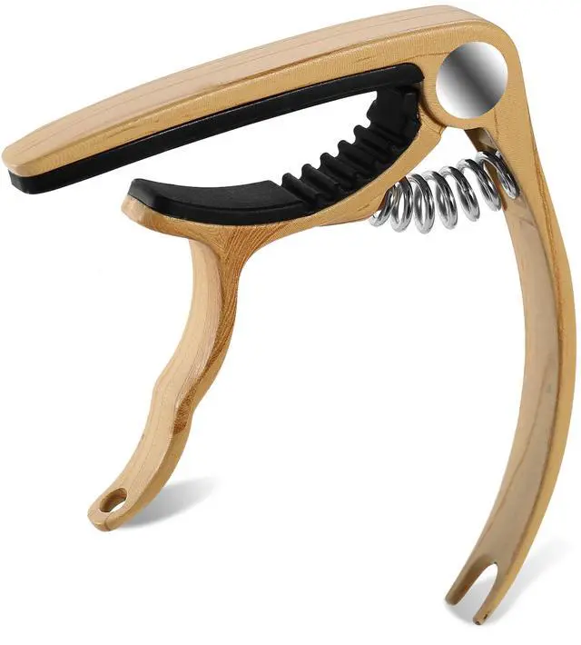 Main image of Fresh Fab Finds 3-in-1 Universal Guitar Capo Zinc Alloy for Acoustic, Electric, Ukulele - Light Wood - One size