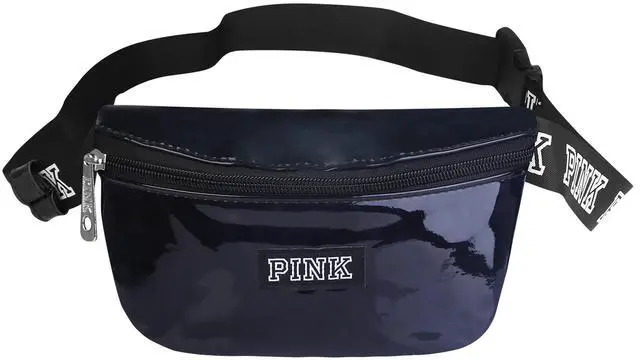 Main image of Fresh Fab Finds Womens Shiny Leather Waist Belt Bag for Travel, Running, Cycling - Black - One size