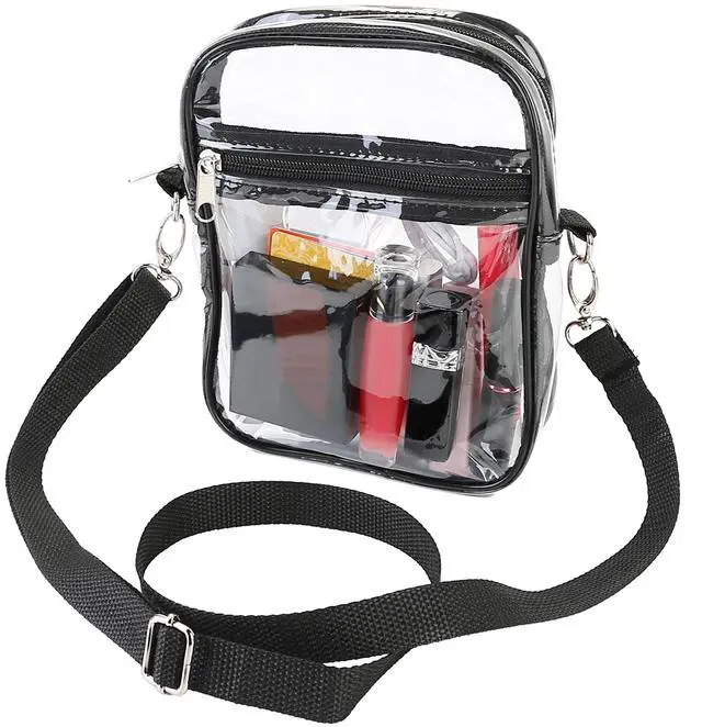 Main image of Fresh Fab Finds Clear Crossbody Bag Stadium Approved Transparent Purse w/ Strap - Black - One size