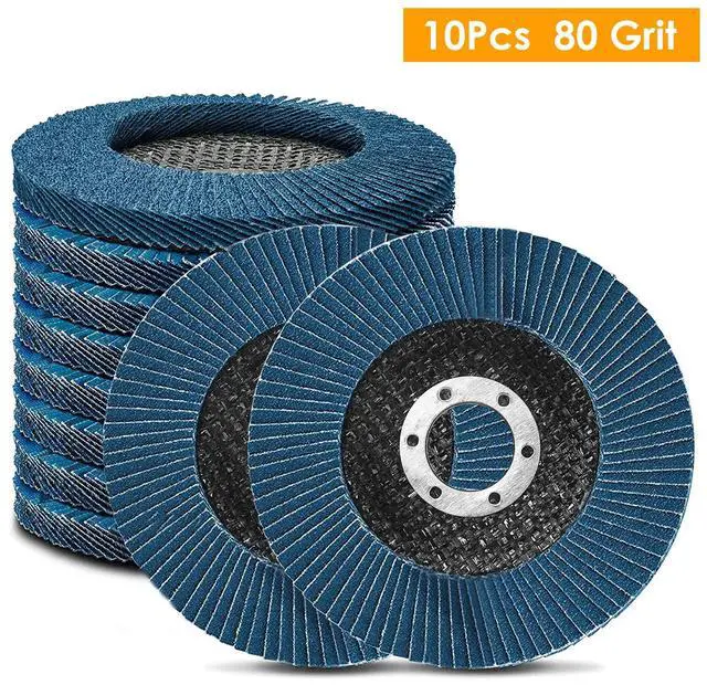 Main image of Fresh Fab Finds 10Pcs Flap Sanding Discs 80 Grit 4.5"x7/8" for Angle Grinder Polishing & Grinding - Blue - 80 Grit