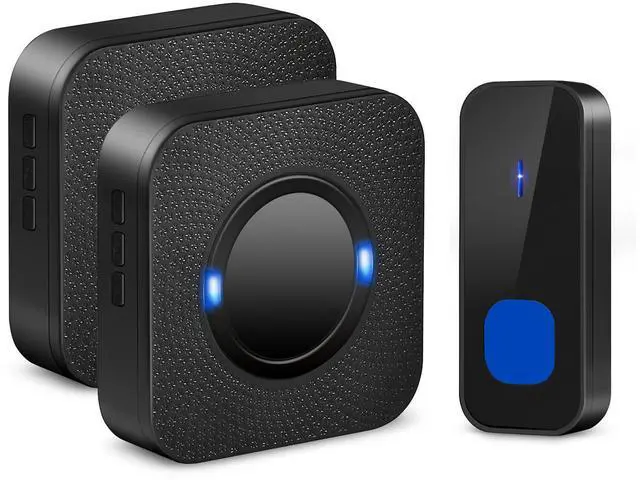 Main image of Fresh Fab Finds Wireless Doorbell IP55 Waterproof 984FT Range 55 Chimes with 2 Receivers - Black - 2-receiver