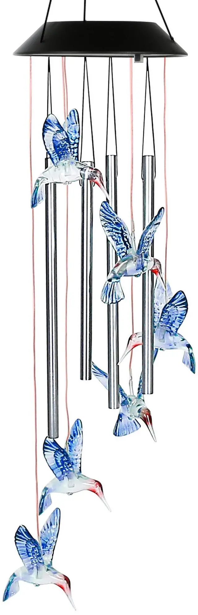 Main image of Fresh Fab Finds Solar Wind Chime Hummingbird Light 7 Color Waterproof Garden Decor Lamp - Blue - One size