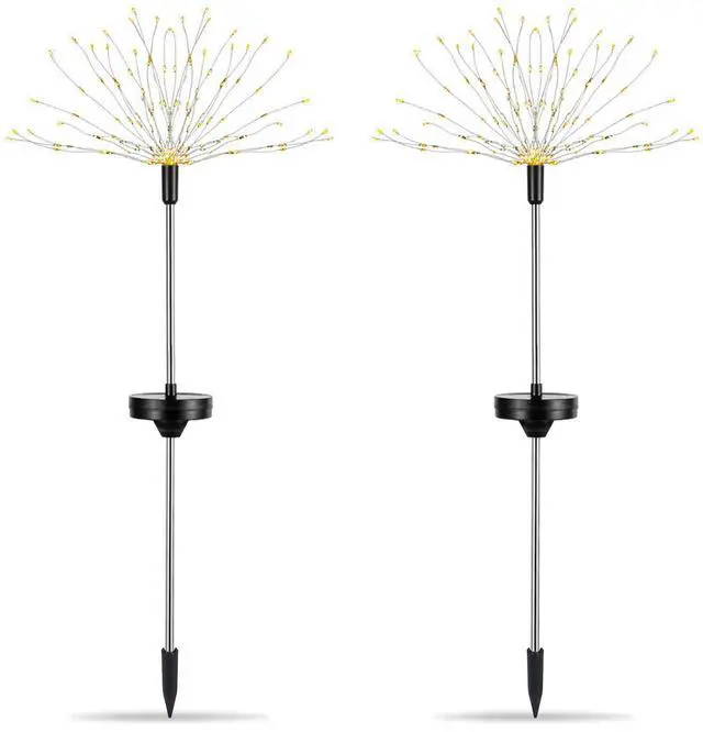 Main image of Fresh Fab Finds 2Pcs Solar Starburst Firework Lights 240 LEDs Pathway Garden Decor - Black - One size