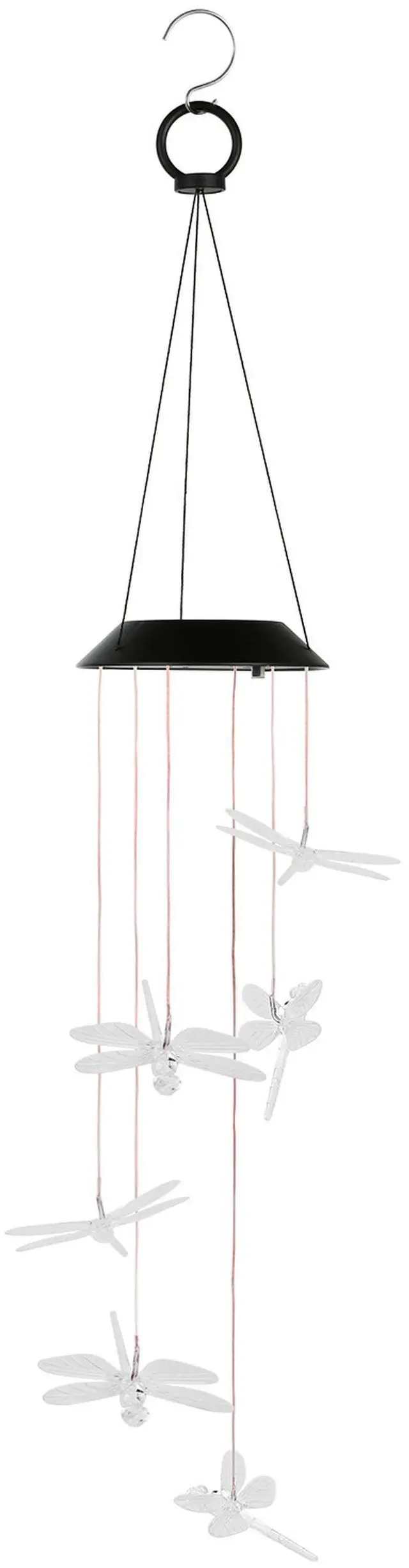 Main image of Fresh Fab Finds Solar Dragonfly Wind Chime LED Color Changing Night Lamp Waterproof - Black - One size