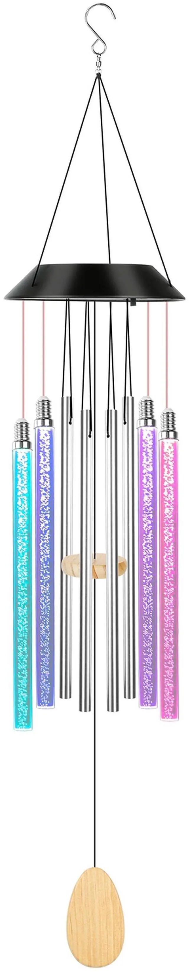 Main image of Fresh Fab Finds Solar Wind Chime Light Dual Pendant Color Changing Waterproof Decor - Multi - One size