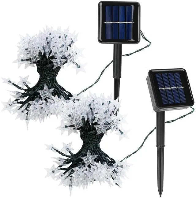 Main image of Fresh Fab Finds 2Pcs Solar String Lights 100 LEDs 39.3FT 8 Modes IP65 Garden Decor - Yellow - One size