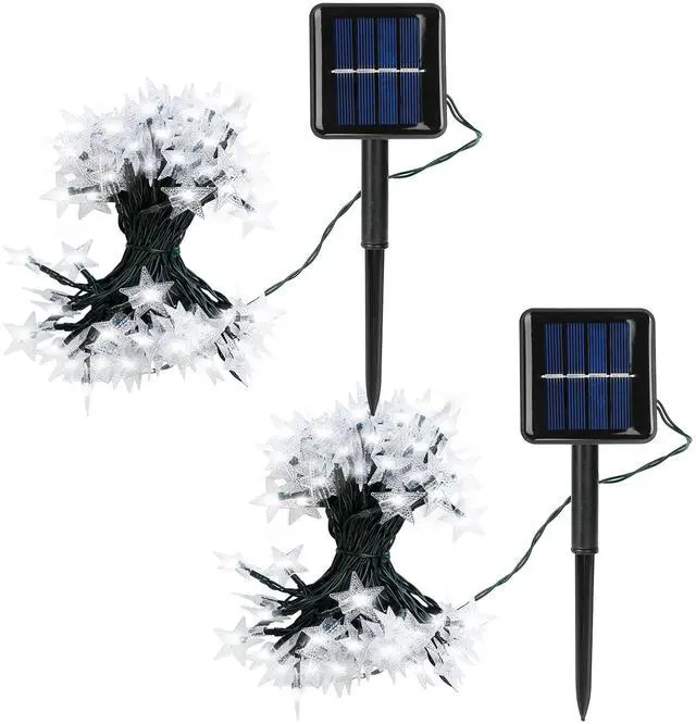 Main image of Fresh Fab Finds 2Pcs Solar String Lights 100 LEDs 39.3FT 8 Modes IP65 Garden Decor - White - One size