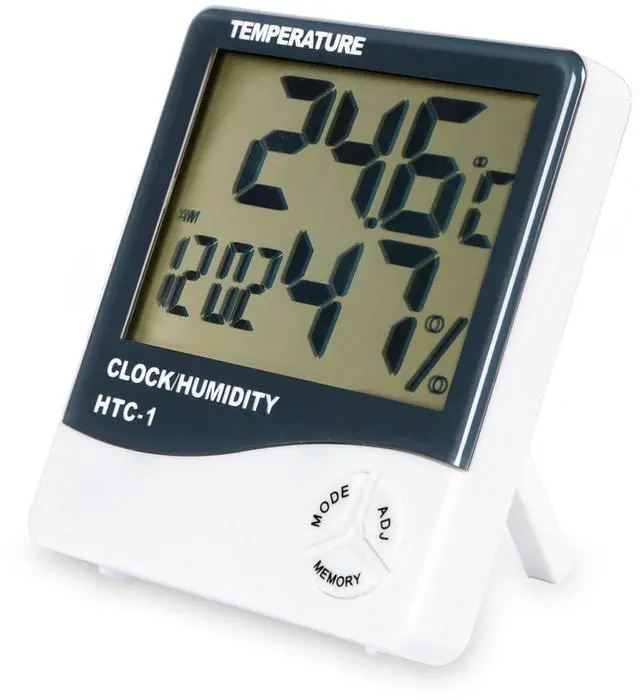 Main image of Fresh Fab Finds 2-in-1 Thermometer Hygrometer w/ Clock and Alarm Function - White - One size