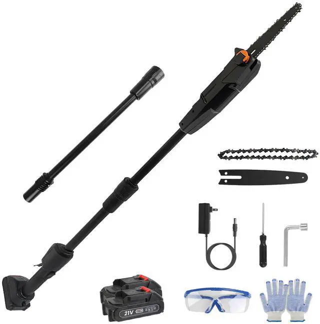 Main image of Fresh Fab Finds Cordless Pole Saw 6in, 7.4FT Extendable w/ Batteries, 35FT/S Cutting Speed - Black