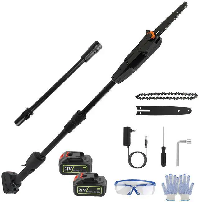 Main image of Fresh Fab Finds Cordless Pole Saw 6in, 7.4FT Extendable w/ 2 Batteries, 35FT/S Cutting Speed - Black