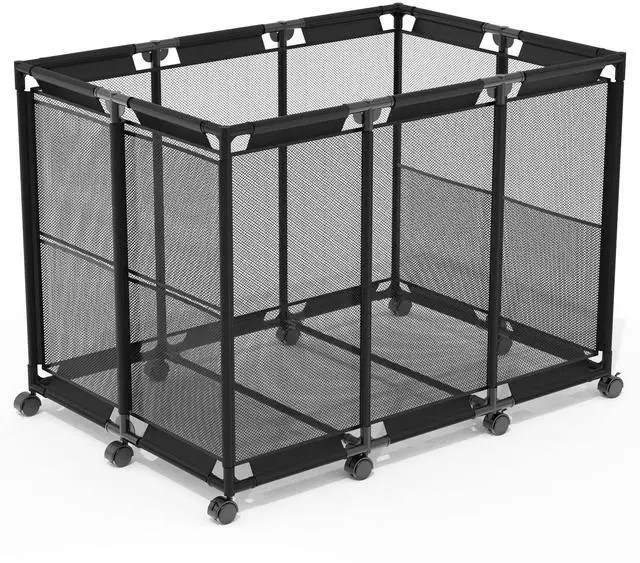 Main image of Fresh Fab Finds 210 Gallon Pool Storage Bin w/ Lockable Wheels, Noodle Holder & Rolling Mesh Basket - Black