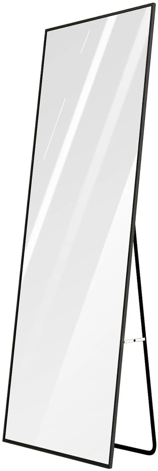 Main image of Fresh Fab Finds Full Length Mirror 67x25.6in Aluminum Frame Wall/Floor Mirror for Bedroom, Dressing Room - Black - 65 x 170 cm