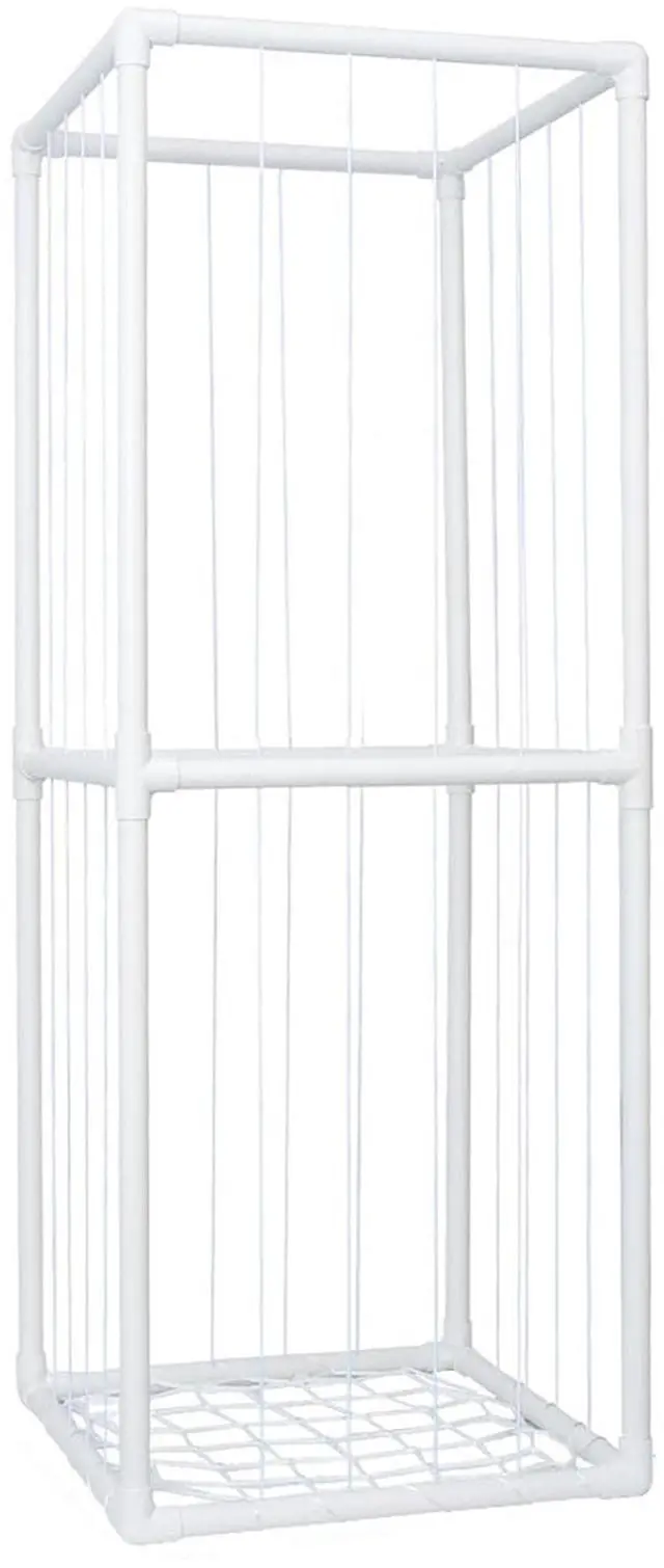 Main image of Fresh Fab Finds Stuffed Animal Storage Cage w/ Elastic Bands, Standing Plush Organizer for Kids - White - One size