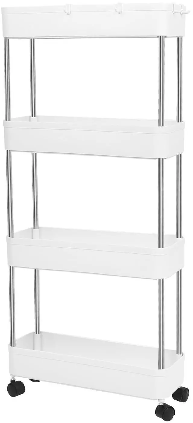 Main image of Fresh Fab Finds 4-Tier Slim Storage Cart w/ Wheels for Kitchen & Bath - White - One size