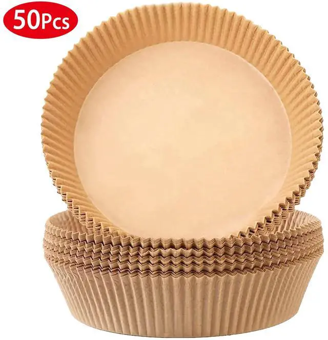 Main image of Fresh Fab Finds 50Pcs 6.29in Air Fryer Paper Liners Non-Stick & Waterproof - Brown - One size