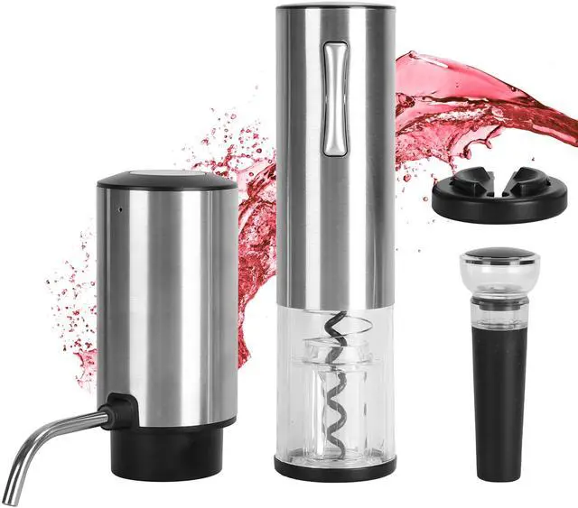 Main image of Fresh Fab Finds 4-in-1 Electric Wine Opener Set w/ Aerator & Stopper - Gray - One size