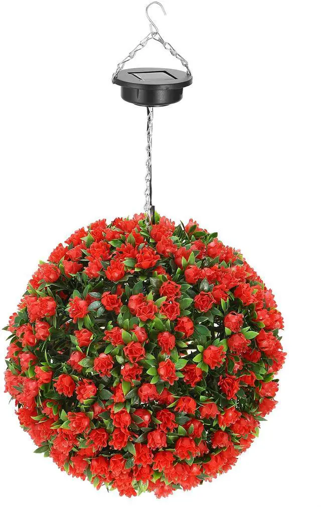 Main image of Fresh Fab Finds Solar Topiary Ball w/ 20 LED Rose Lights IPX4 Hanging - Red - One size