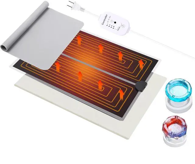 Main image of Fresh Fab Finds Resin Heating Mat w/ Smart Timer, 4 Temp Levels, Curing Dryer for Silicone & Epoxy Molds - White - One size