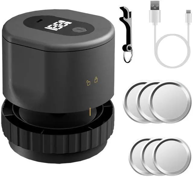 Main image of Fresh Fab Finds Jar Vacuum Sealer Kit w/ Cordless Pump, 6 Lids & Bottle Opener for Mason Jars - Black - One size