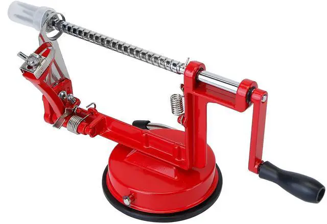 Main image of Fresh Fab Finds 3-in-1 Manual Apple Peeler, Corer & Slicer w/ Suction Base & Zinc Alloy Blade - Red - One size