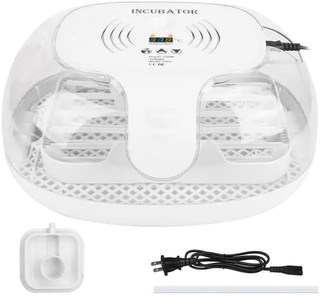 Main image of Fresh Fab Finds 16-Egg Incubator w/ Digital Temp & Humidity Display, Auto Egg Turning for Poultry - White - 16 eggs