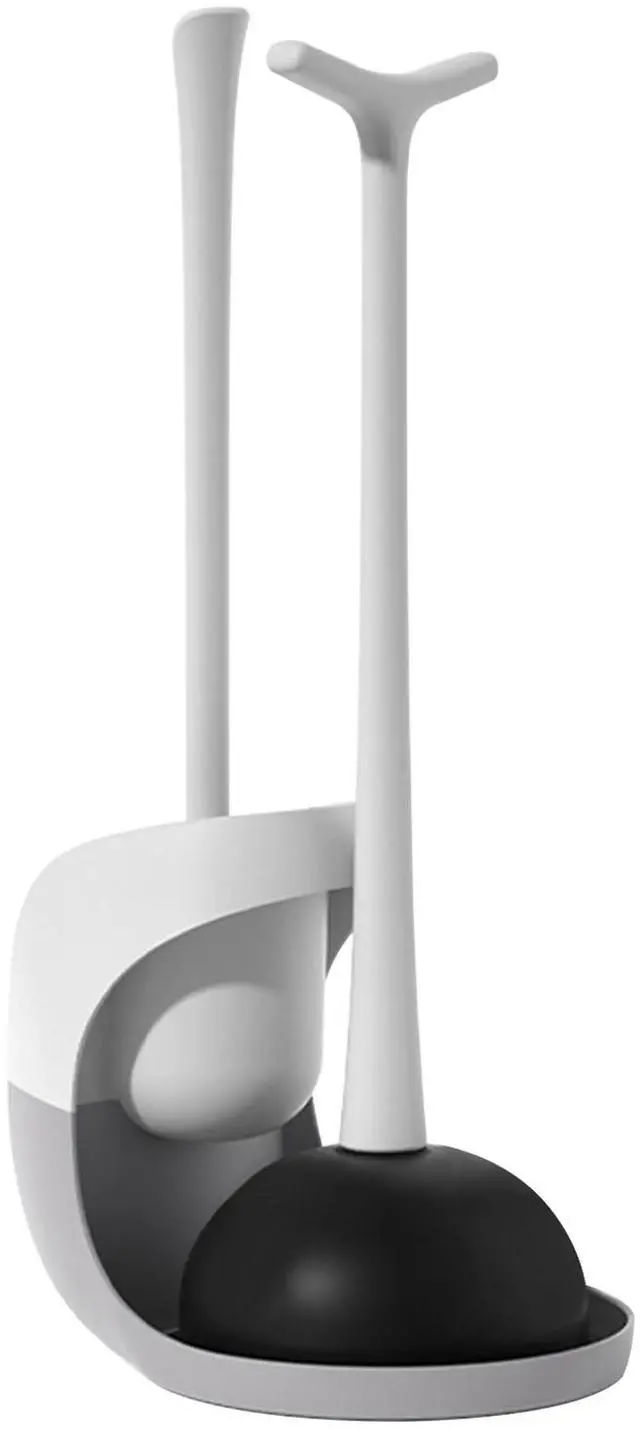 Main image of Fresh Fab Finds 2-in-1 Toilet Plunger & Brush Set w/ Ventilated Holder and Caddy Stand - Black - One size