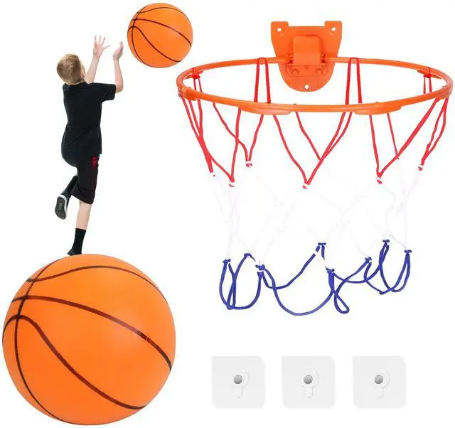 Main image of Fresh Fab Finds Silent Basketball w/ Hoop, High-Density Foam, Low Noise Indoor Training Ball - Multi - One size